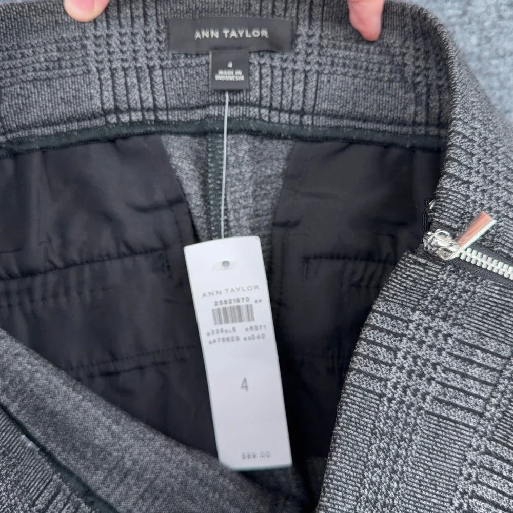 Ann Taylor Plaid Skinny‎ Leggings Women 4 Polyester Rayon Gray